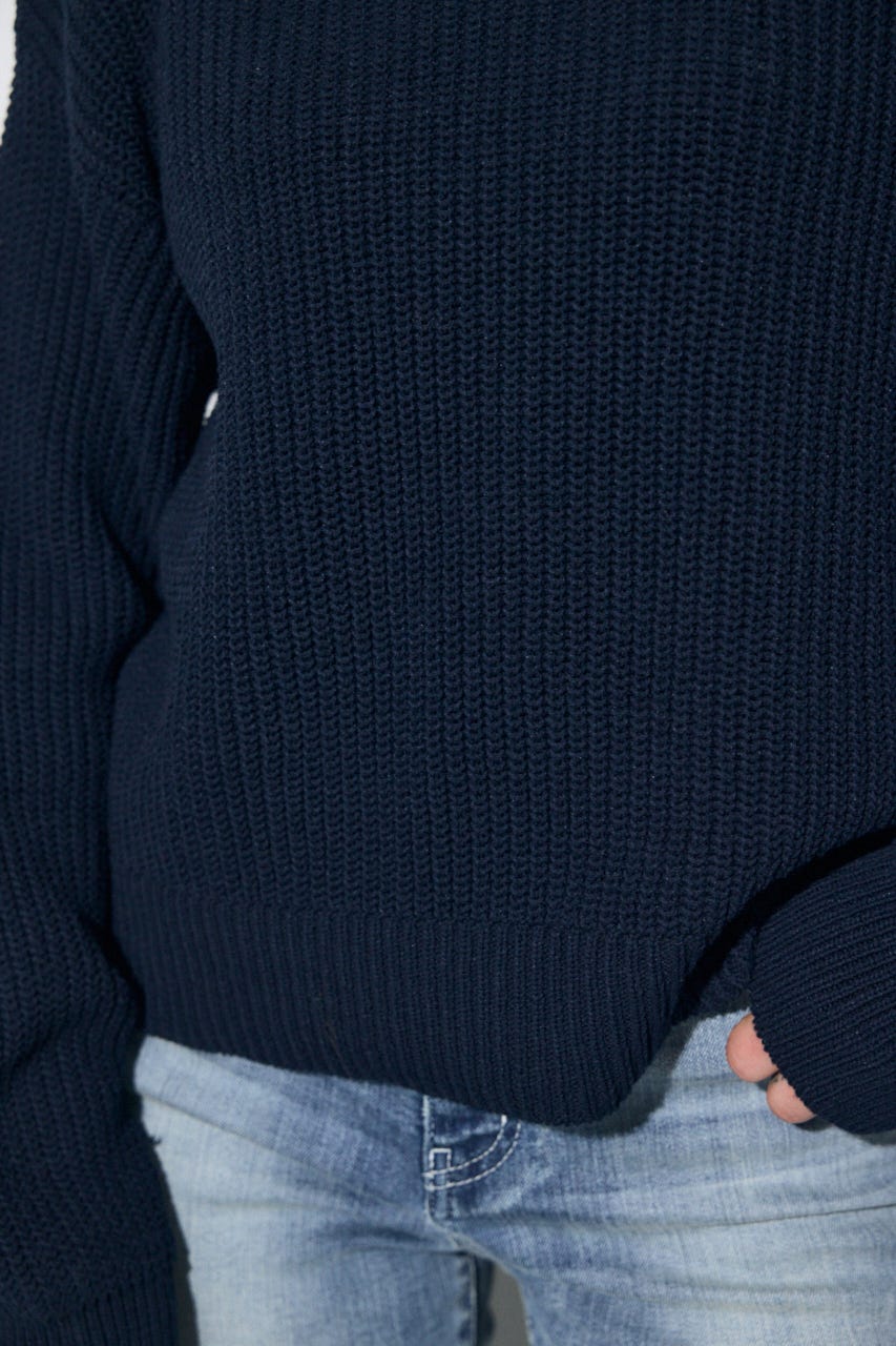 畔編みリラックスニットトップス NVY FREE