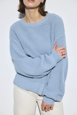 畔編みリラックスニットトップス