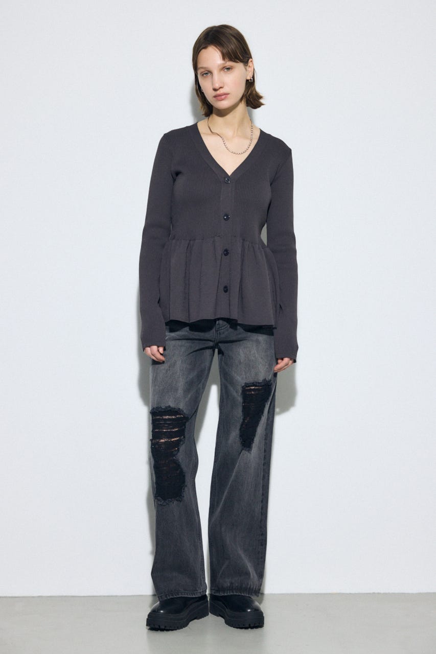 ペプラムカーディガン GRY FREE