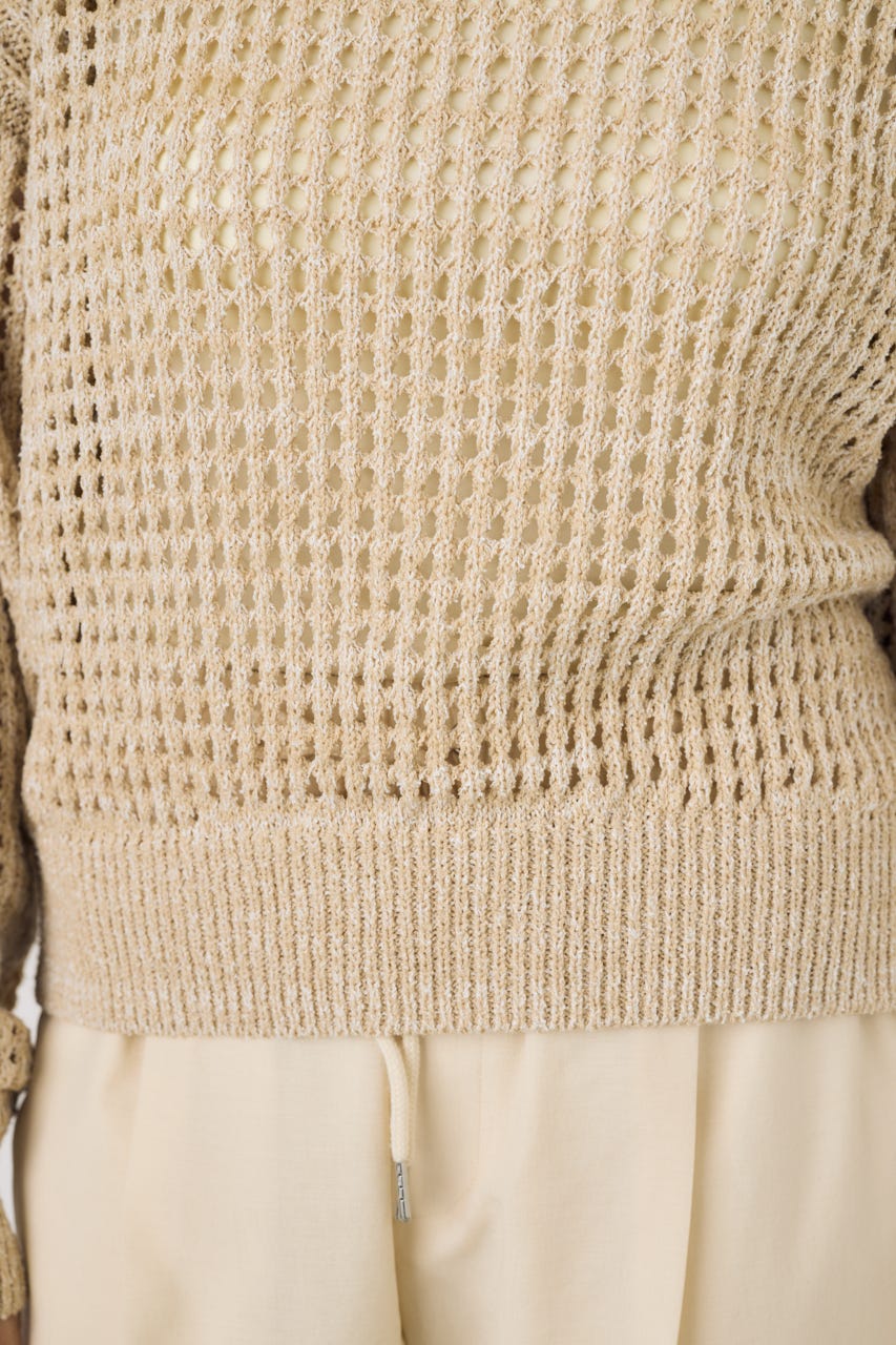 クロップドメッシュニット BEG S