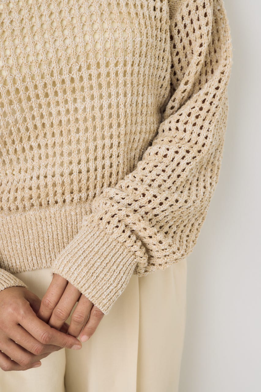 クロップドメッシュニット BEG S