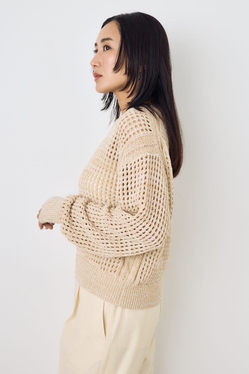 クロップドメッシュニット BEG S