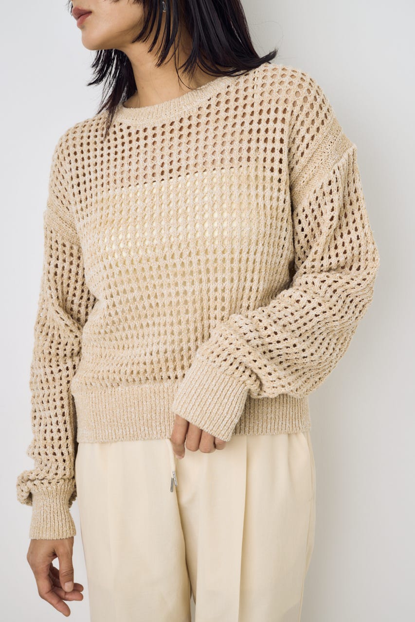 クロップドメッシュニット BEG S