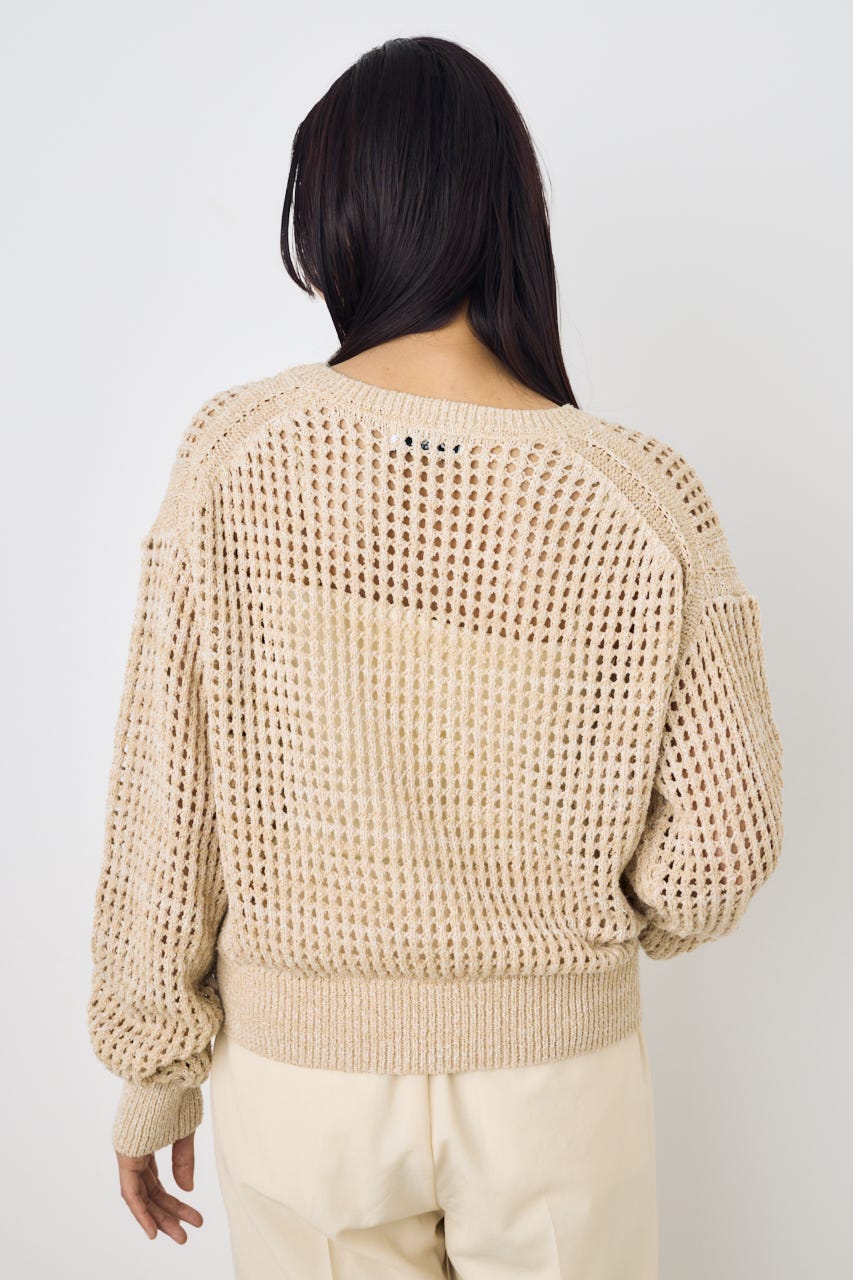 クロップドメッシュニット BEG S