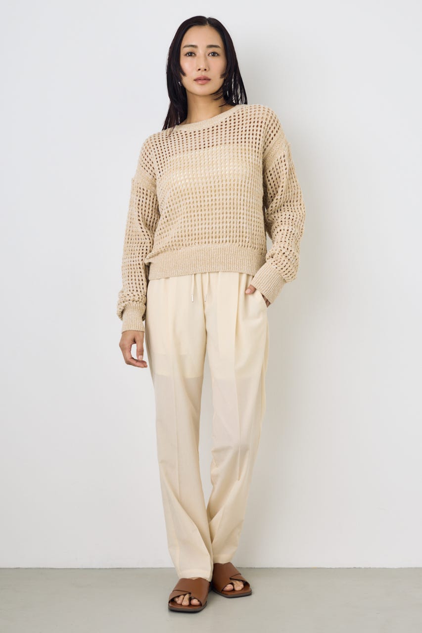 クロップドメッシュニット BEG S