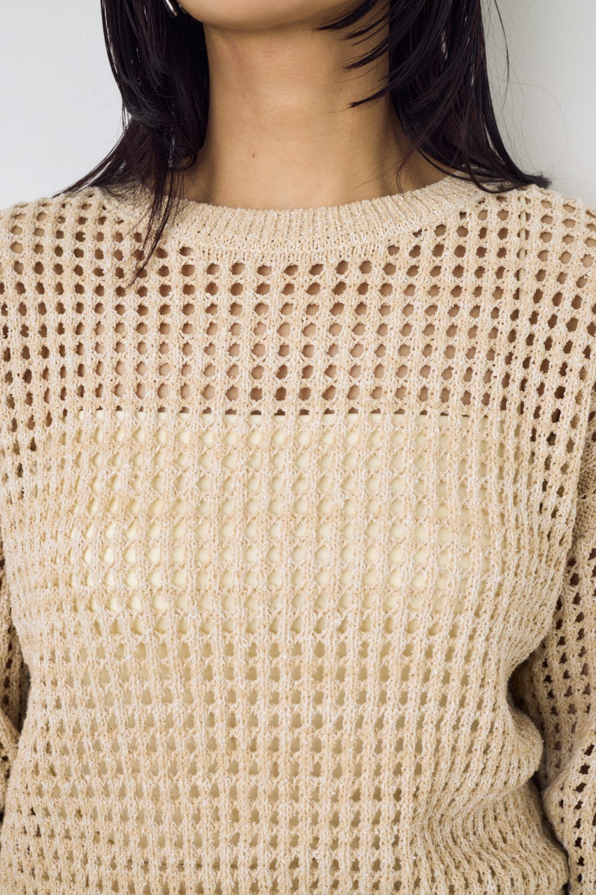 クロップドメッシュニット BEG S