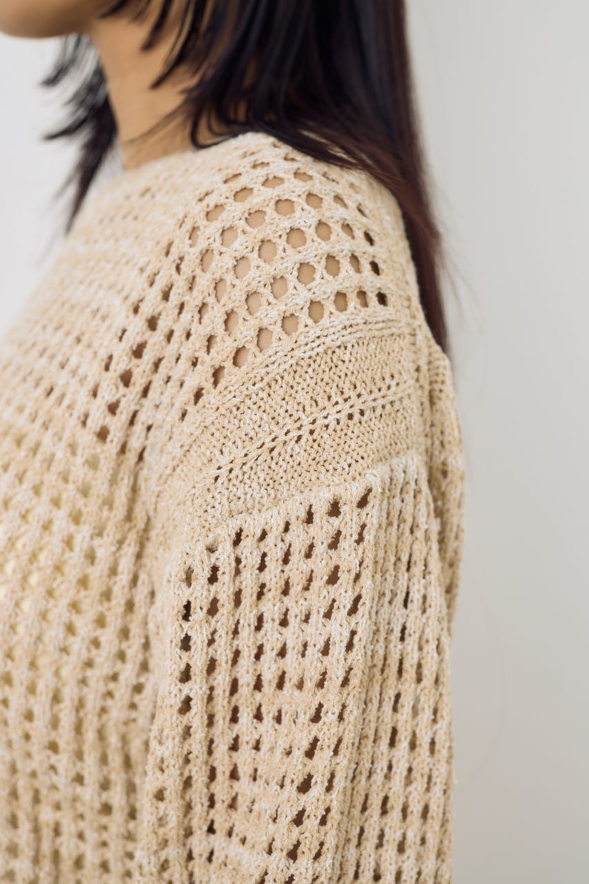 クロップドメッシュニット BEG S