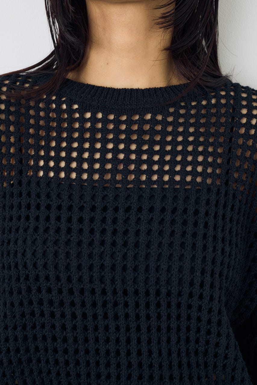 クロップドメッシュニット BLK M