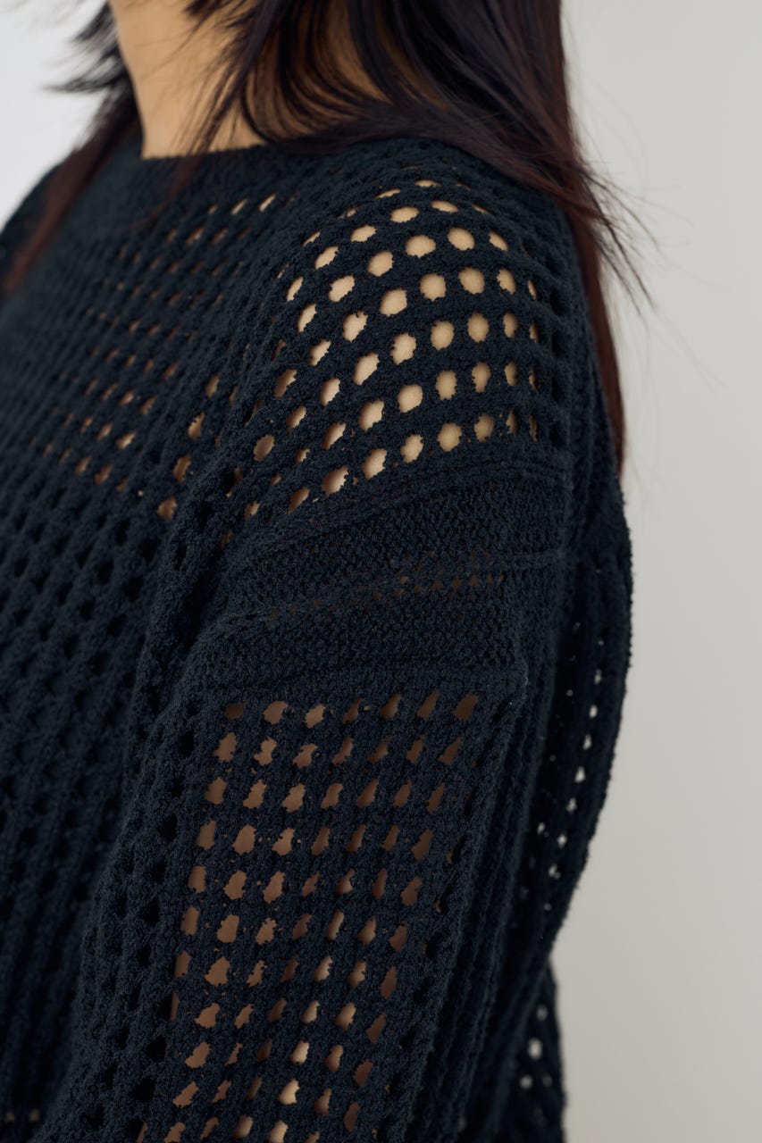 クロップドメッシュニット BLK M