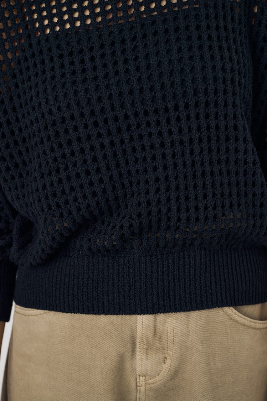 クロップドメッシュニット BLK M