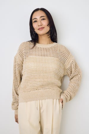 クロップドメッシュニット