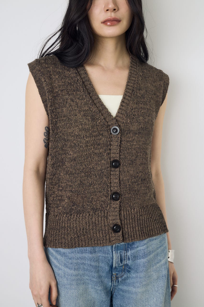 テープヤーンニットジレ BRN S