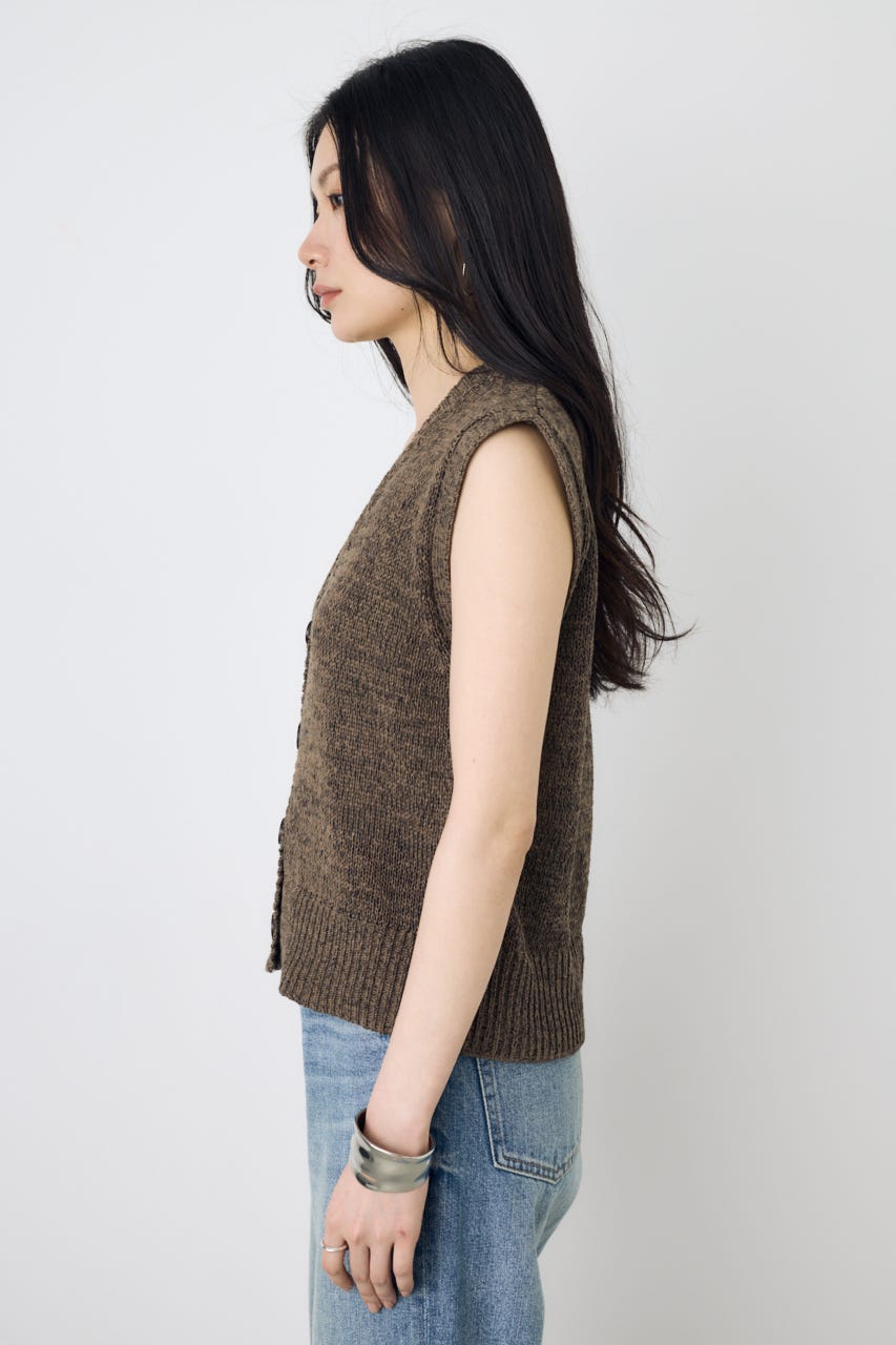 テープヤーンニットジレ BRN S