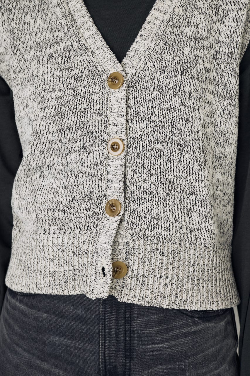 テープヤーンニットジレ 柄WHT M