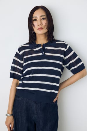 シアーポロニットトップス