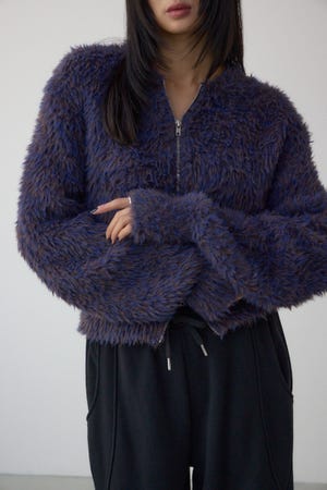 Wジップシャギーニットカーディガン