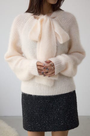 ボウタイデザインニットトップス