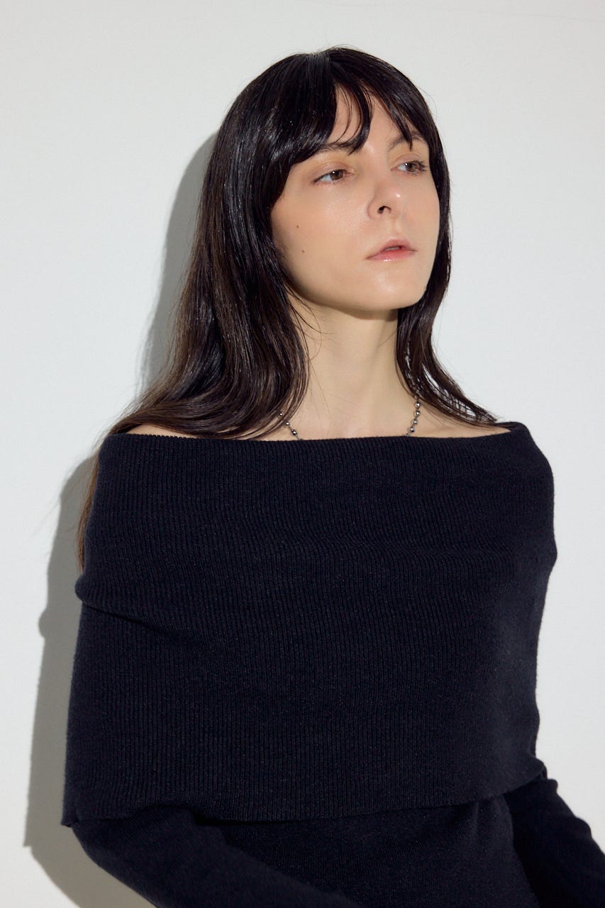 オフショルニットトップス BLK FREE