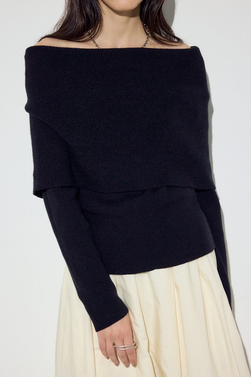 オフショルニットトップス BLK FREE