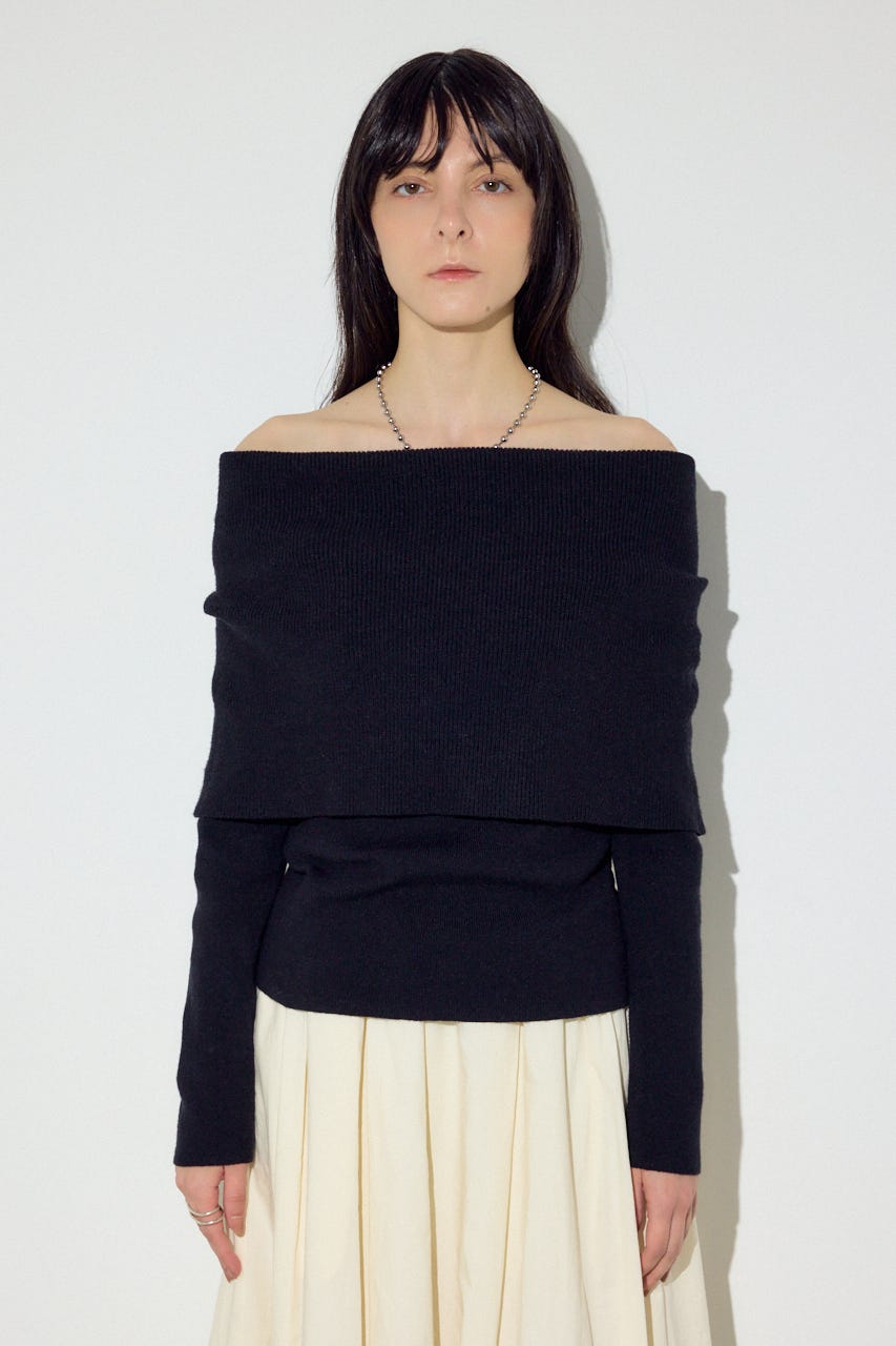 オフショルニットトップス BLK FREE