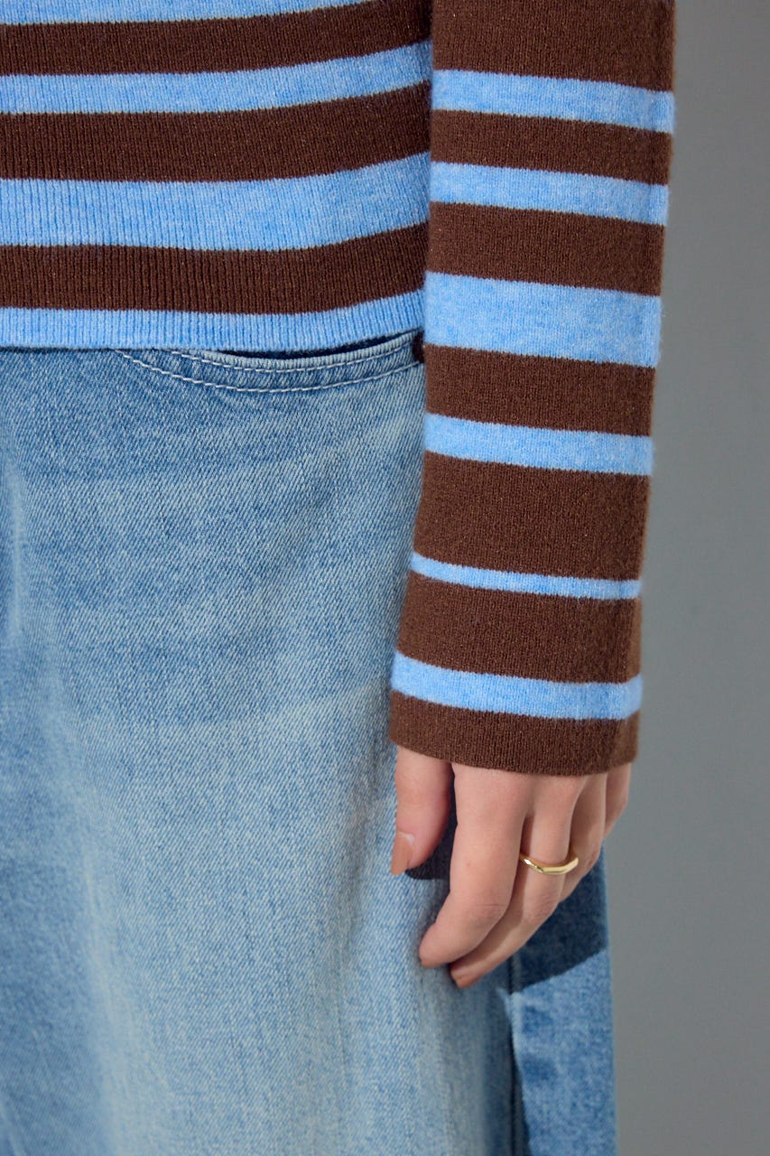 オフショルニットトップス 柄BRN FREE