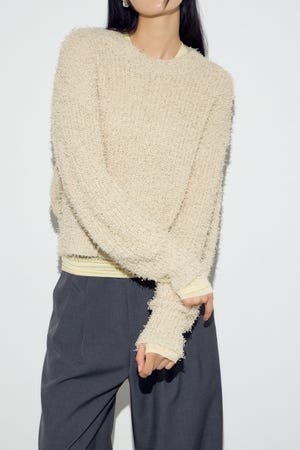 カールヤーンクルーネックニット