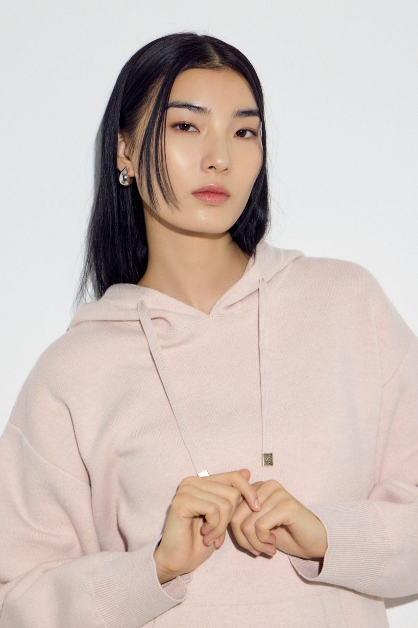 スウェッターニットパーカー L/PNK FREE