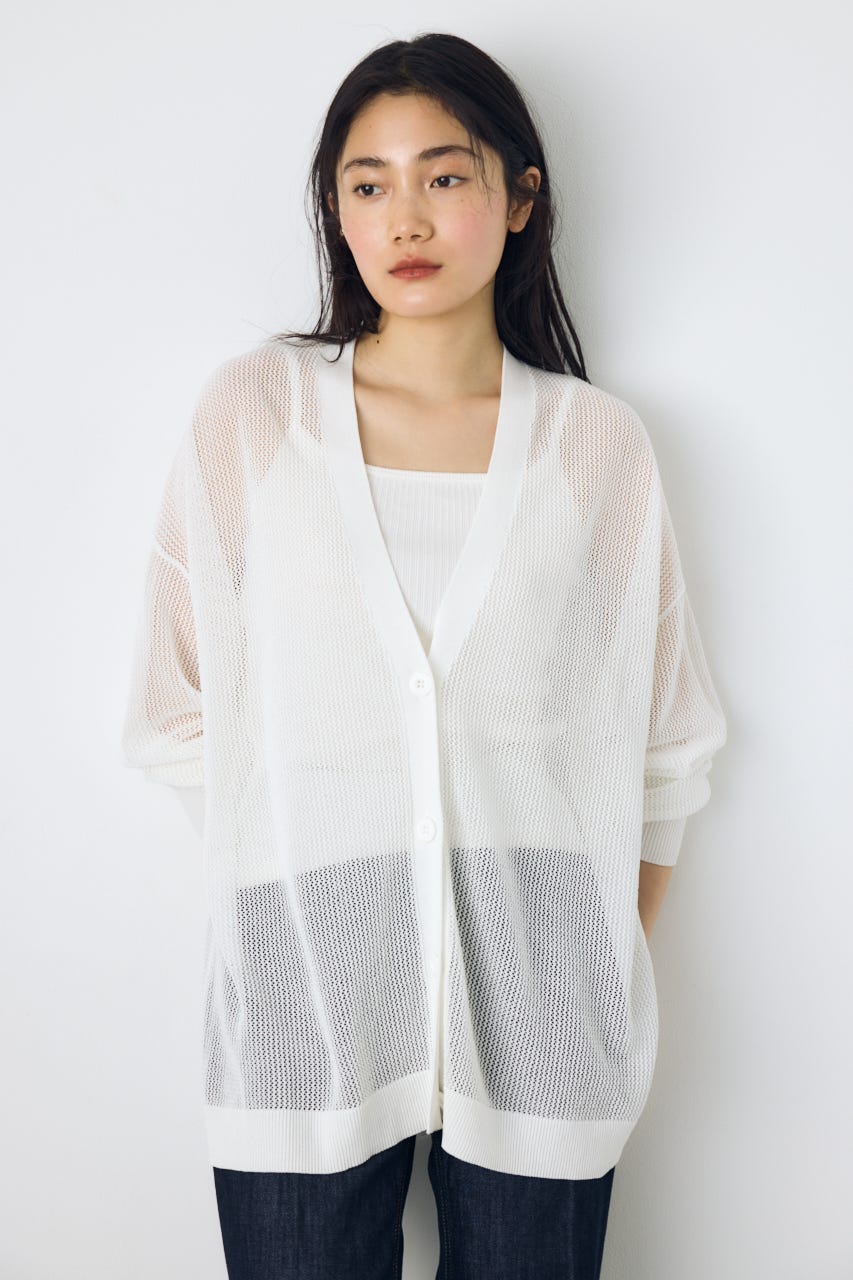 コードヤーンメッシュカーデ O/WHT S