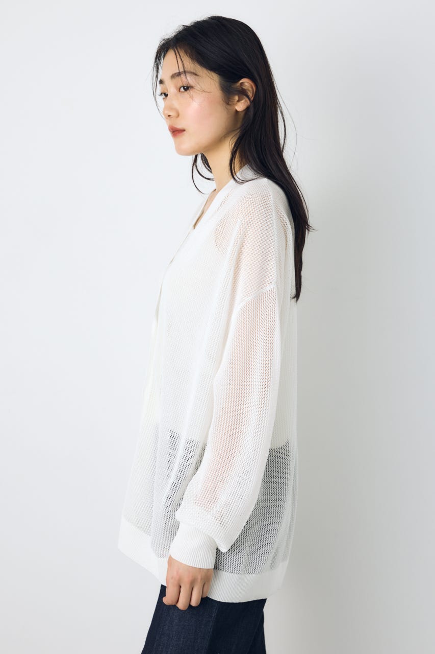 コードヤーンメッシュカーデ O/WHT S