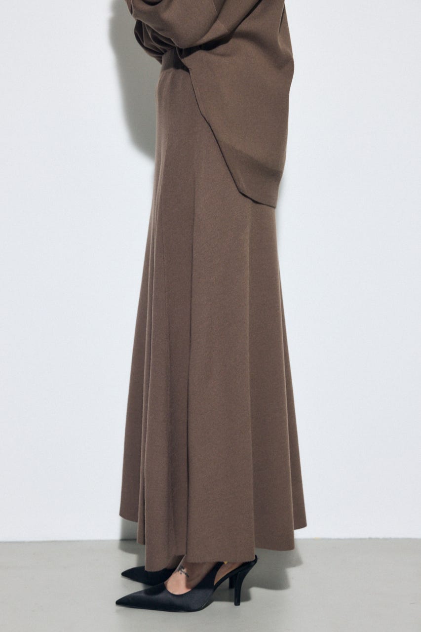 フレアニットロングスカート BRN FREE