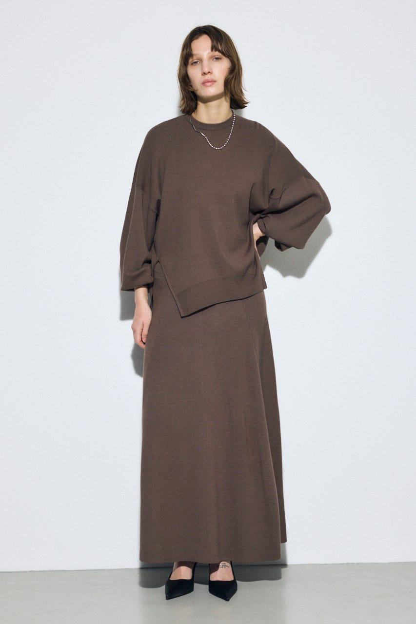 フレアニットロングスカート BRN FREE