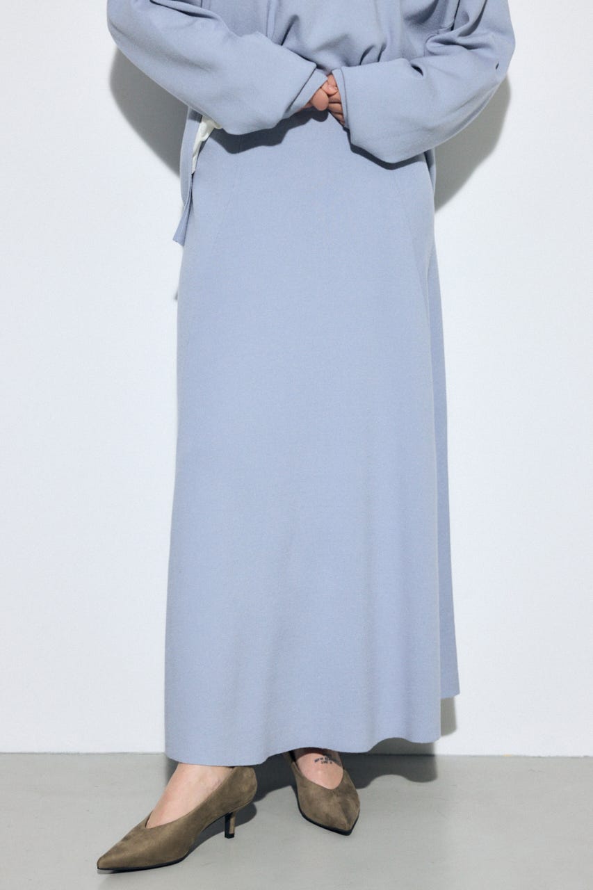 フレアニットロングスカート L/BLU FREE