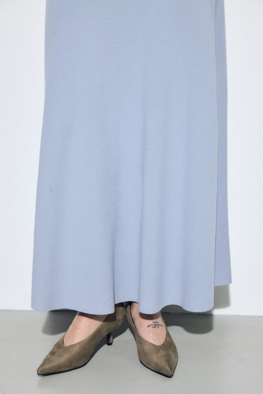 フレアニットロングスカート L/BLU FREE