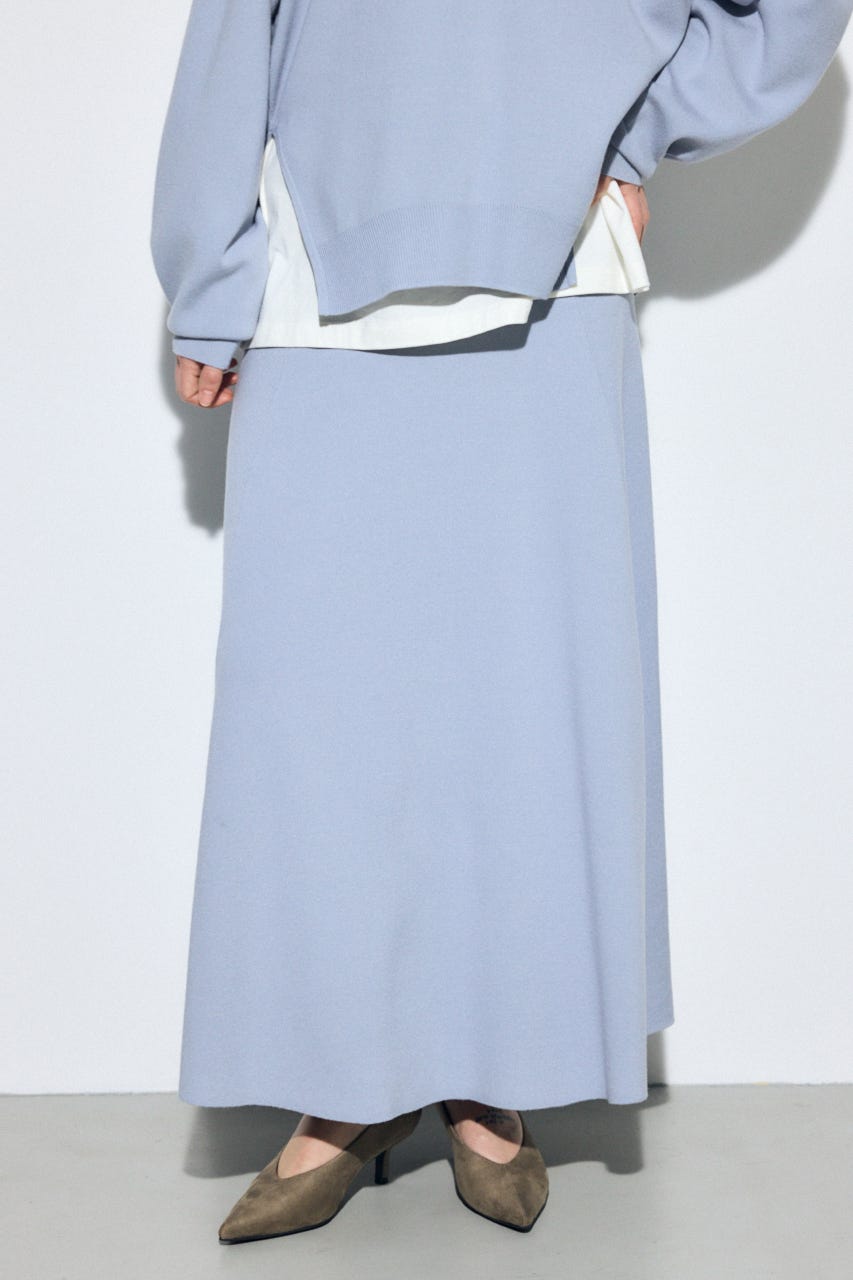 フレアニットロングスカート L/BLU FREE