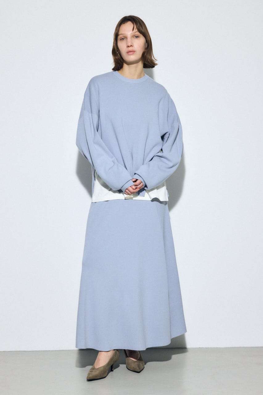 フレアニットロングスカート L/BLU FREE