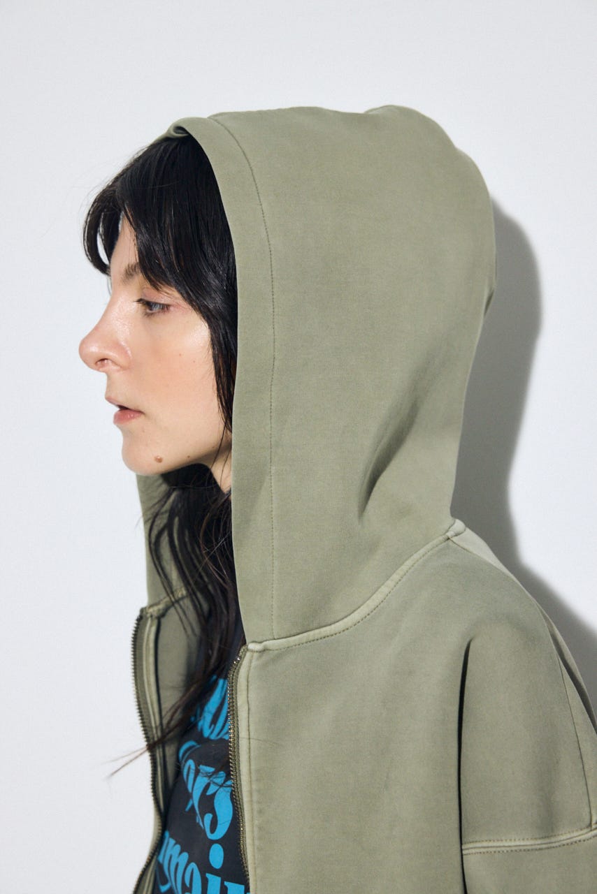 ピグメントダブルジップフーディー KHA FREE