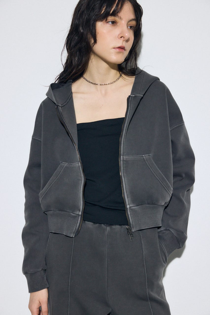 ピグメントダブルジップフーディー L/BLK FREE