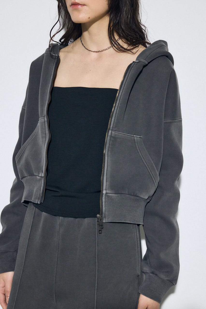 ピグメントダブルジップフーディー L/BLK FREE