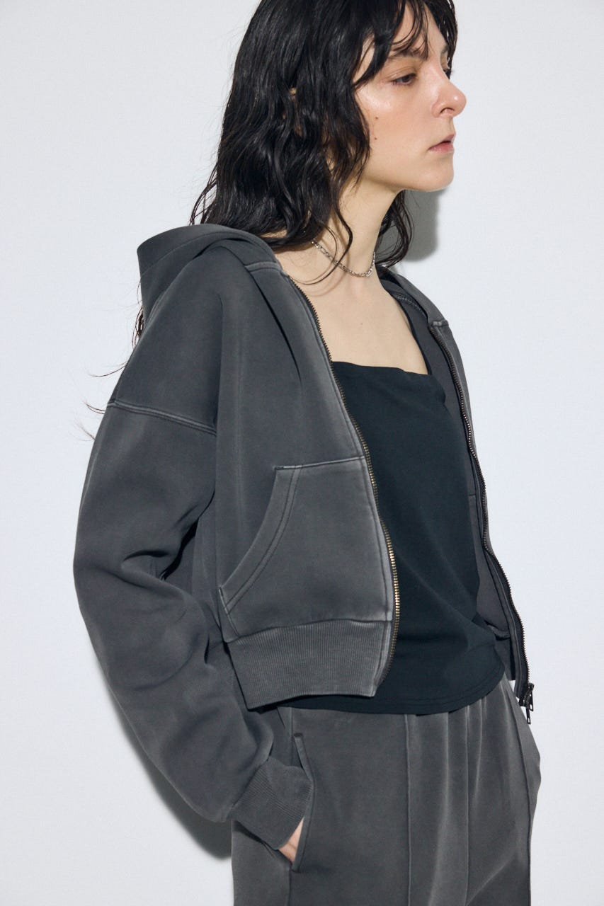 ピグメントダブルジップフーディー L/BLK FREE