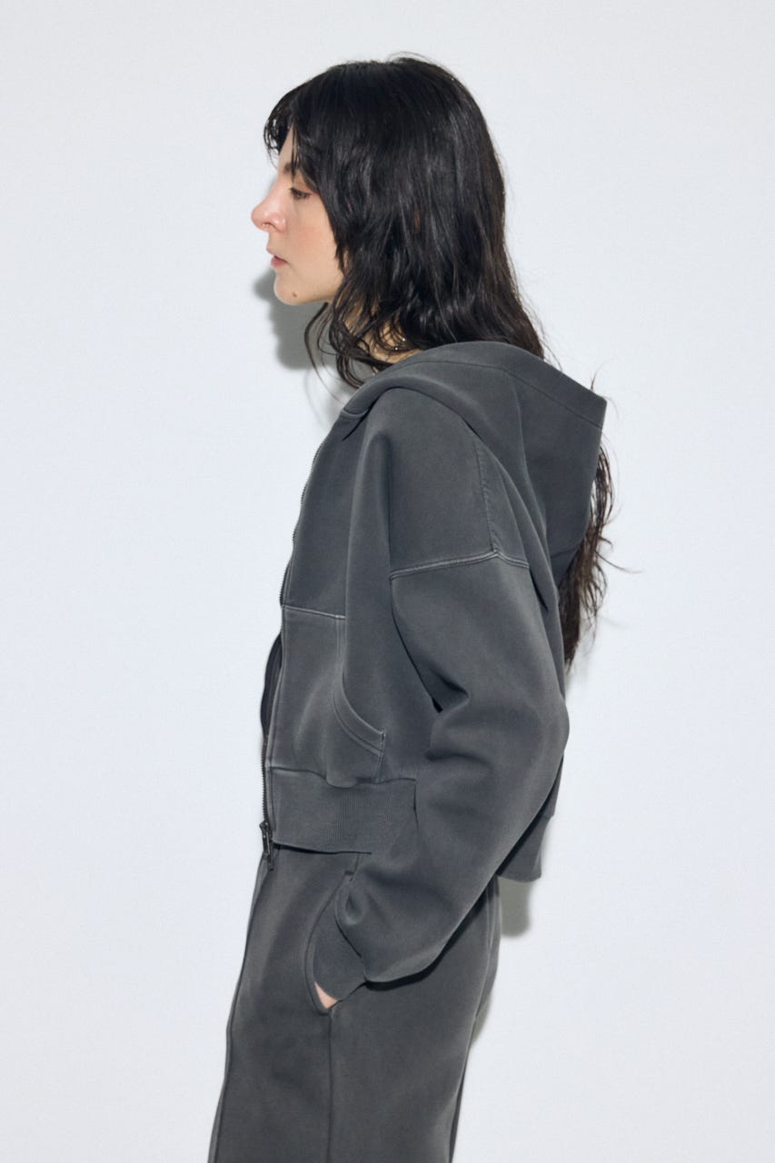 ピグメントダブルジップフーディー L/BLK FREE