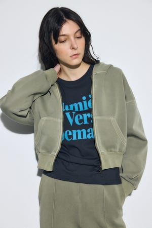 ピグメントダブルジップフーディー