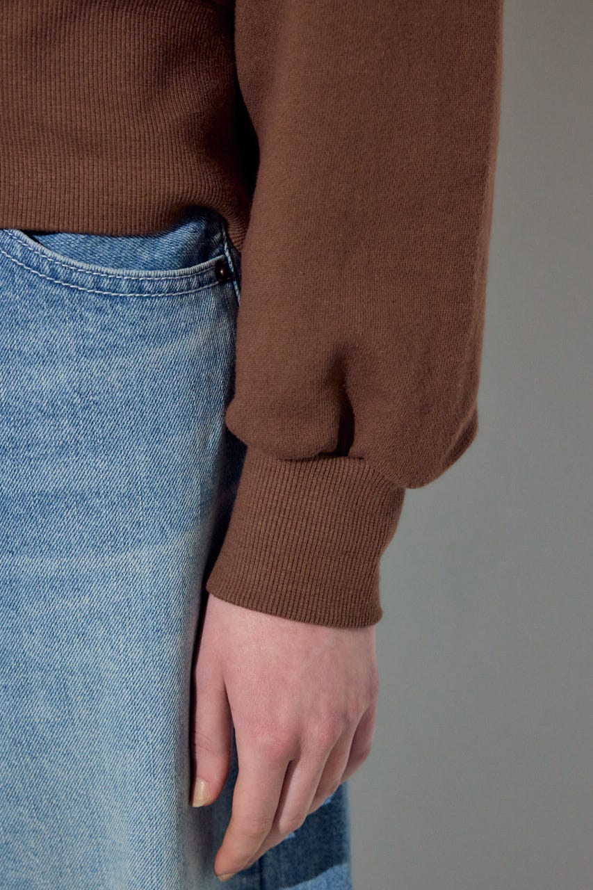 バイカラーレースクルーネックスウェット BRN FREE