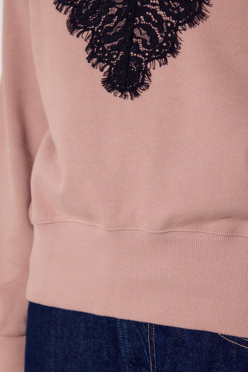 バイカラーレースクルーネックスウェット PNK FREE