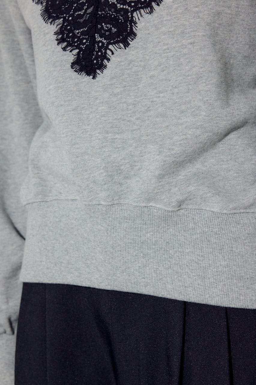 バイカラーレースクルーネックスウェット T.GRY FREE