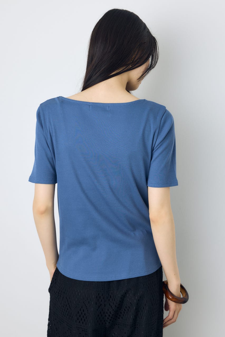 【接触冷感】ドレープ5分袖トップス BLU M