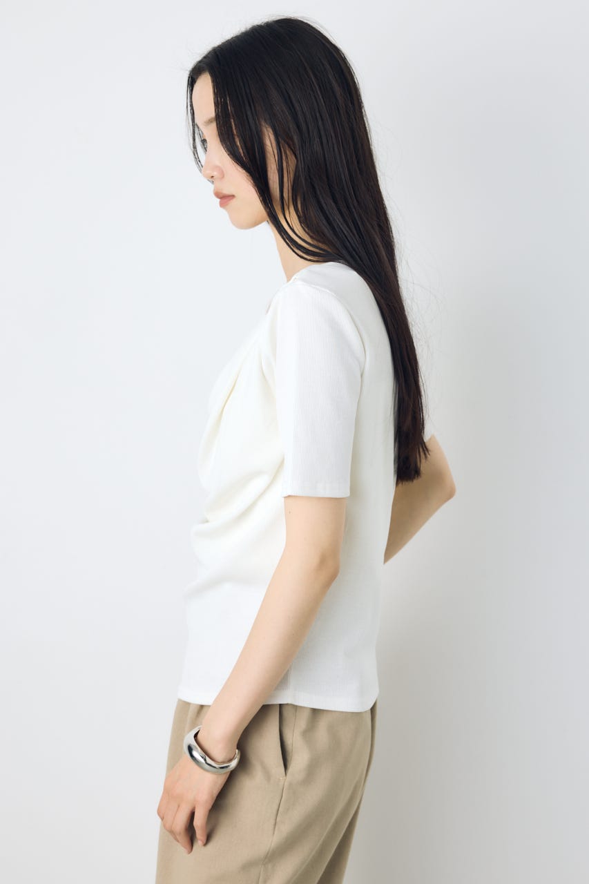 【接触冷感】ドレープ5分袖トップス O/WHT M