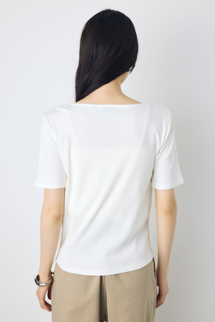【接触冷感】ドレープ5分袖トップス O/WHT M