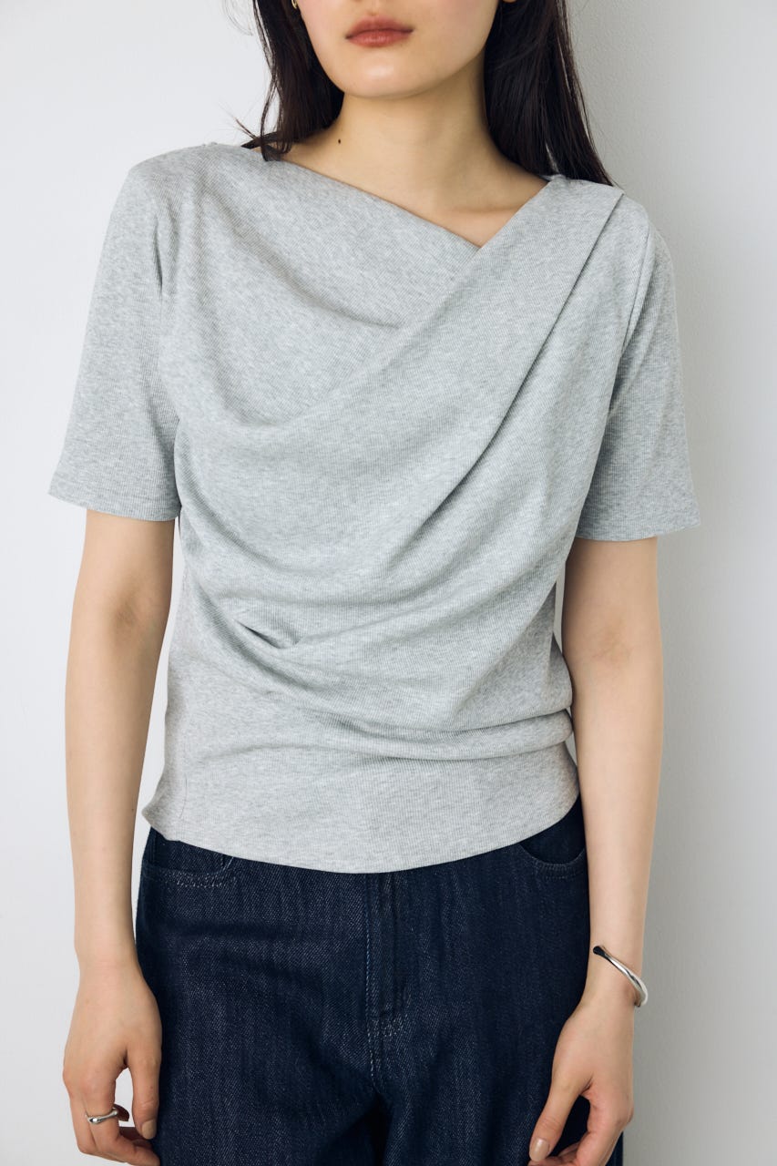 【接触冷感】ドレープ5分袖トップス T.GRY M