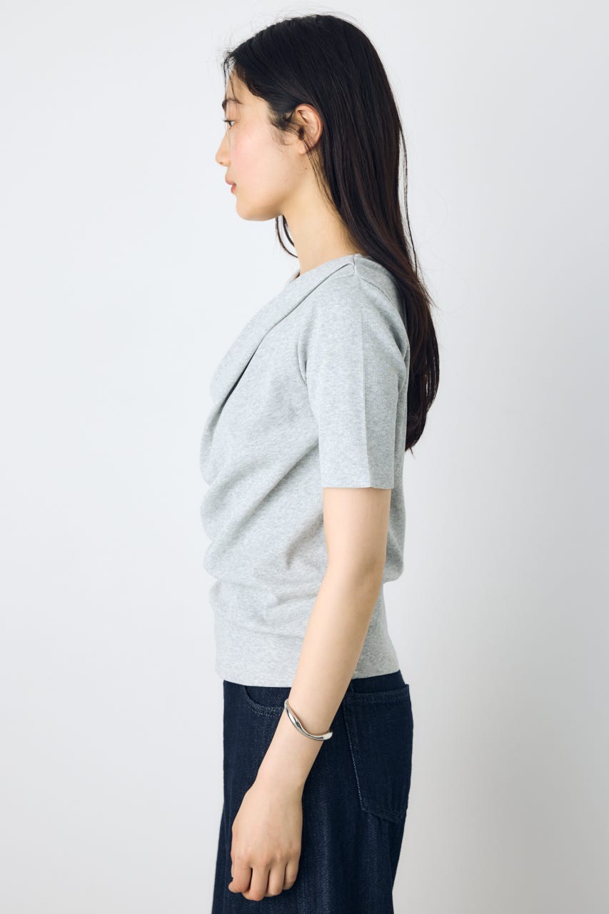 【接触冷感】ドレープ5分袖トップス T.GRY M