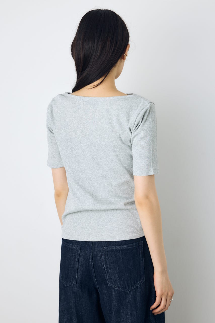 【接触冷感】ドレープ5分袖トップス T.GRY M